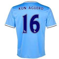 Camiseta de Kun Aguero ML del Man City 2013-2014 Segunda Equipac